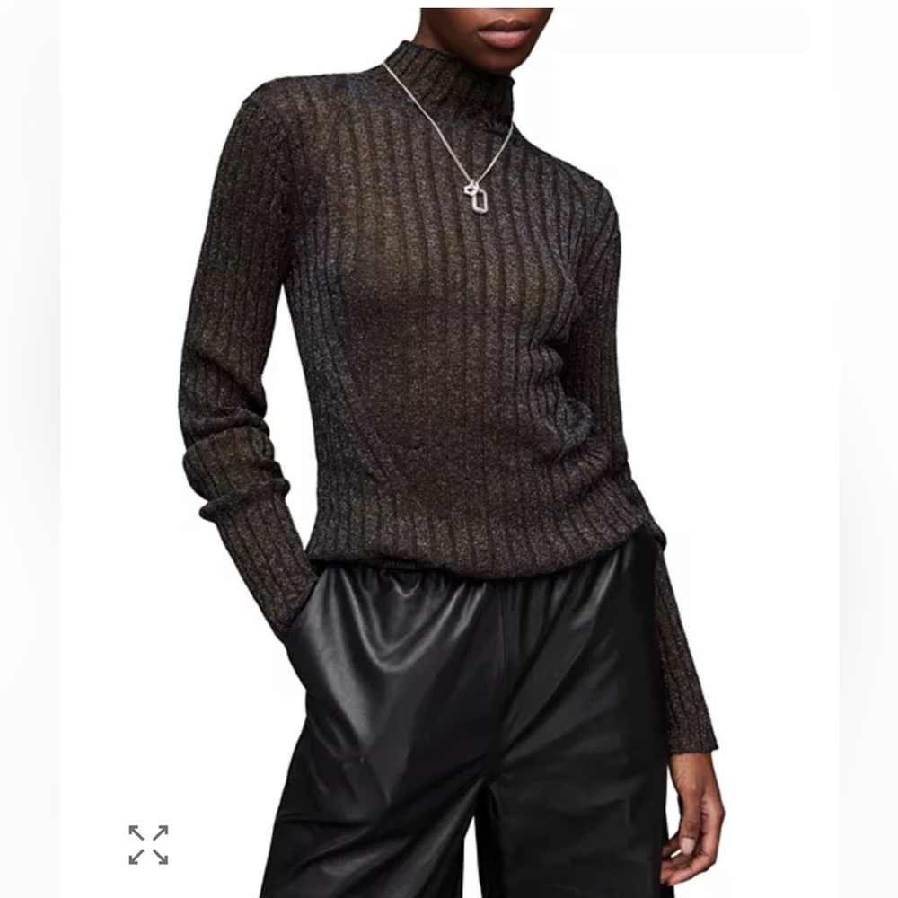 NWT All Saints | Patrice rib-knit top | Black/Blue | Size M